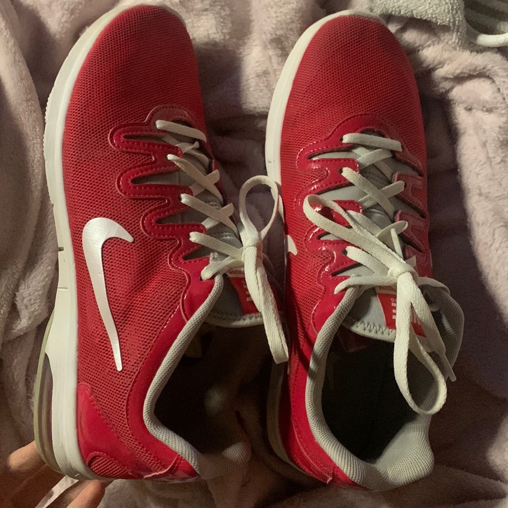 red Nike trainers. air max infusion.